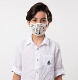Cream, Orange, White Fun Theme Kids Mask - Antibacterial Antimicrobial Fabric (Silver Ion)