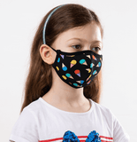 Multicolor Ice Cream Cones Theme Kids Protective Reusable Mask - Antibacterial Antimicrobial Fabric (Silver Ion)