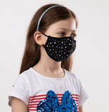 Black and White Stars Theme Kids Protective Reusable Mask - Antibacterial Antimicrobial Fabric (Silver Ion)