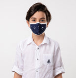 Navy Blue and White Navy Theme Kids Mask - Antibacterial Antimicrobial Fabric (Silver Ion)