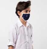 Navy Blue and White Navy Theme Kids Mask - Antibacterial Antimicrobial Fabric (Silver Ion)