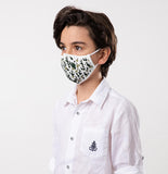 White and Green Camouflage Kids Mask - Antibacterial Antimicrobial Fabric (Silver Ion)