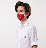 Red and White Navy Theme Kids Mask - Antibacterial Antimicrobial Fabric (Silver Ion)