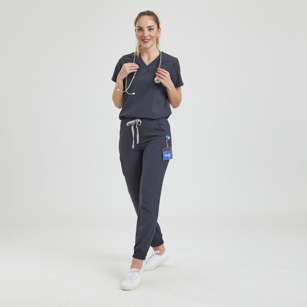 CopperActive™ Women's Scrub Set Navy Blue V-neck Top Jogger Pants, Scrub  Set With Jogger Pants