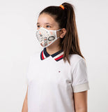 Cream, Orange, White Fun Theme Kids Mask - Antibacterial Antimicrobial Fabric (Silver Ion)