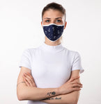 Navy Blue and White - Navy Theme Adults Protective Reusable Mask - Antibacterial Antimicrobial Fabric (Silver Ion)