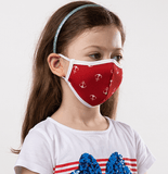Red and White Navy Theme Kids Protective Reusable Mask - Antibacterial Antimicrobial Fabric (Silver Ion)