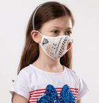 Cream, Orange, White Fun Theme Kids Protective Reusable Mask - Antibacterial Antimicrobial Fabric (Silver Ion)