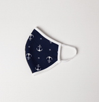 Navy Blue and White Navy Theme Adult and Kids Mask - Antibacterial Antimicrobial Fabric (Silver Ion)