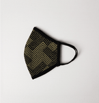 Black and Olive Green Zig Zag Adult Protective Reusable Cloth Mask - Antibacterial Antimicrobial Fabric (Silver Ion)